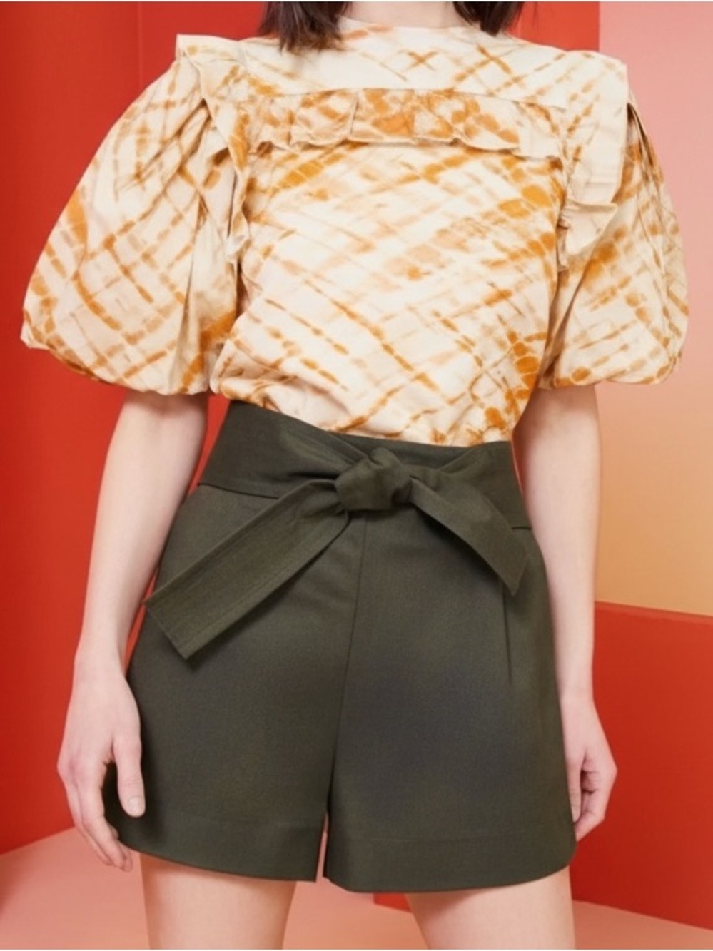 Marie Oliver Pixie Belted High Rise Shorts Tie Waist Army New With Tags Size 2